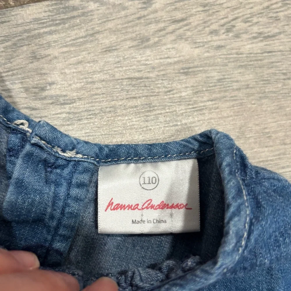 Hanna Andersson Stylish Blue Denim 100% Dress Size 110 - Picture 4 of 7